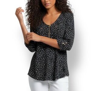 4/$20 The Workshop Black Quarter-Zip Knit Tee – Small